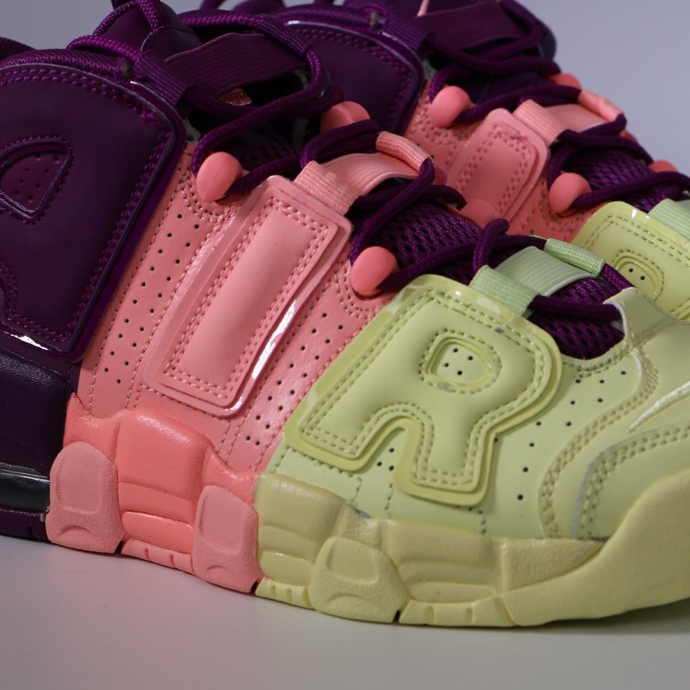 Nike Air More Uptempo GS Citron Pink Purple  A